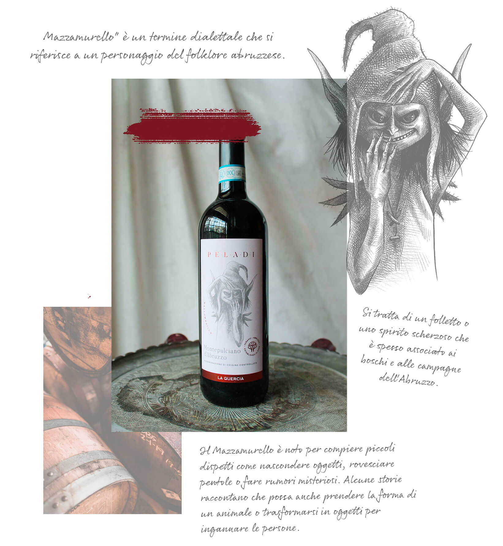 Illustrazione del folletto sulla Bottiglia di vino