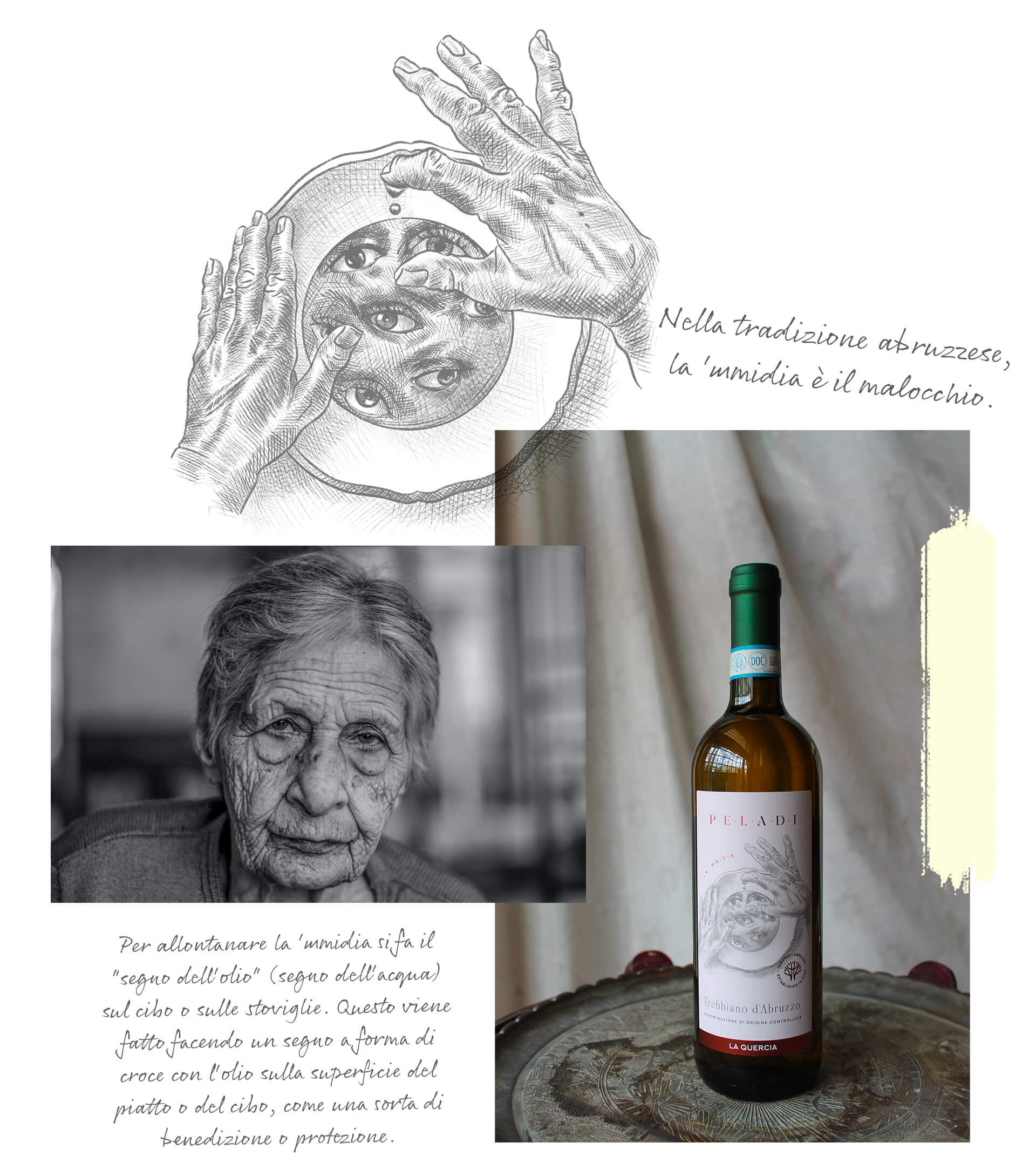 illustrazione del malocchio sull'etichetta del vino
