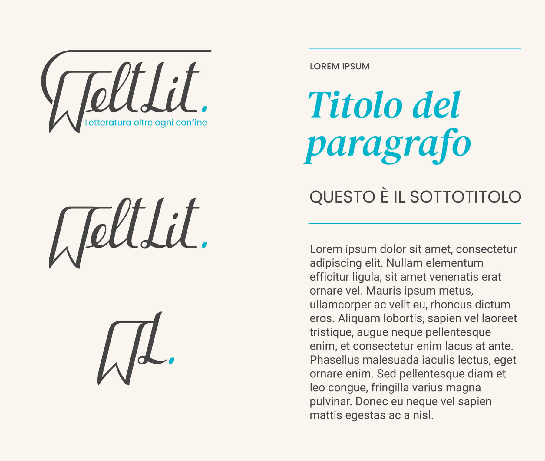 tipografia scelta per l'identità visiva di weltlit.